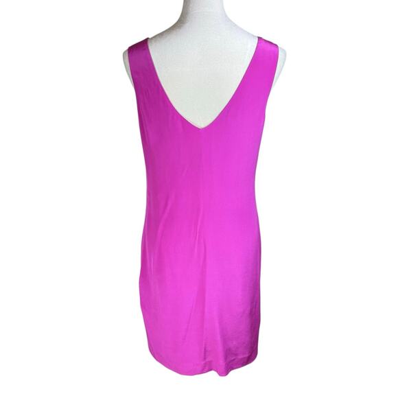 Cynthia Rowley Magenta Pink Purple 100% Silk Sleeveless V-neck Mini Slip Dress - Picture 3 of 10